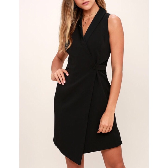Lulus Dresses & Skirts - Lulus Sleeveless Black Tuxedo Blazer Wrap Dress S